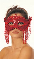 Röd maskeradmask med paljetter
